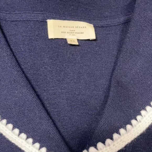 Sezane Naya Jumper Marine with Ecru Details - Picture 11 of 15